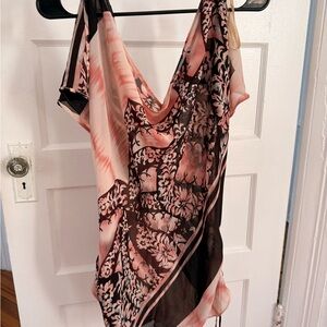 Elegant Floral Women's Blouse - Pink and Brown